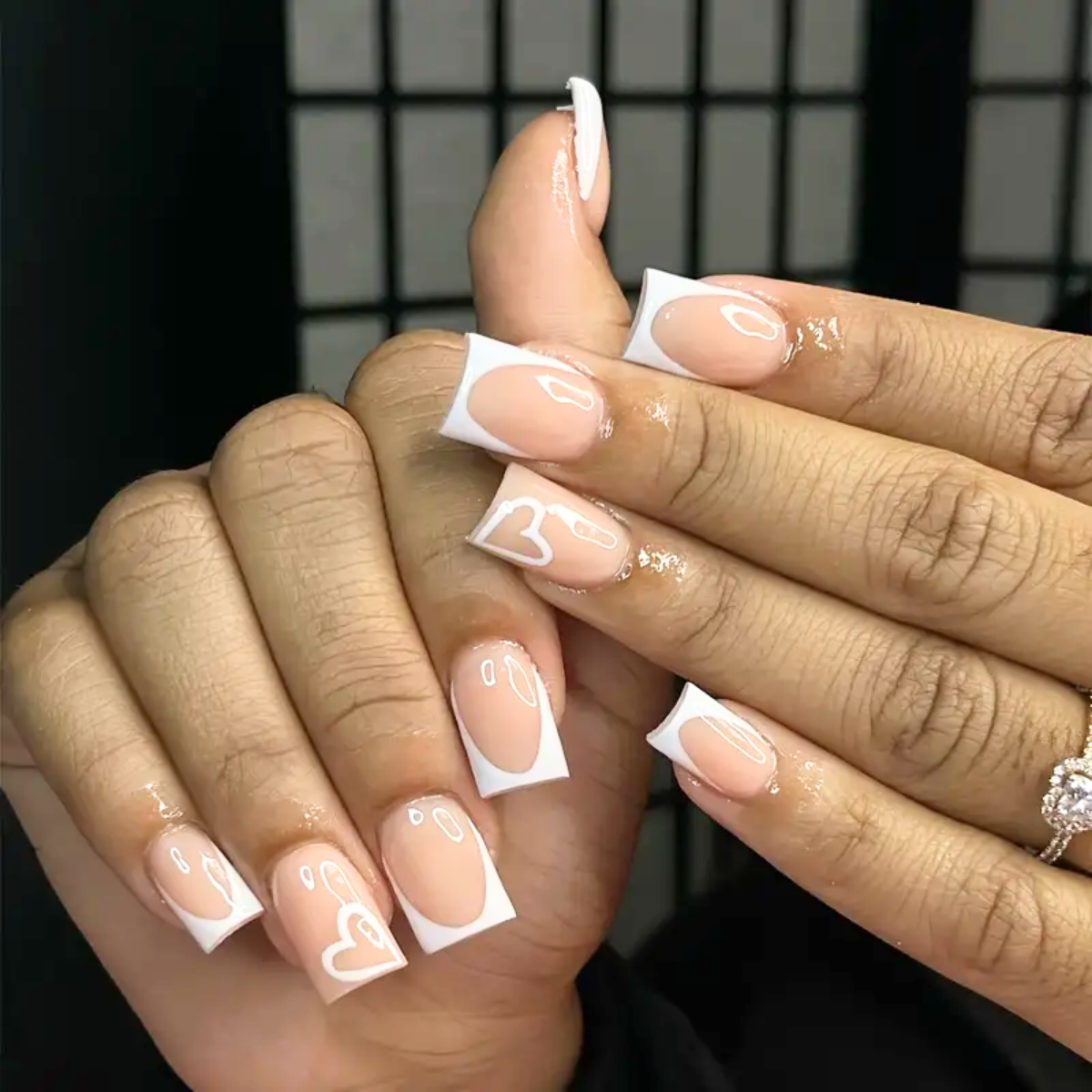 White Heart Nails