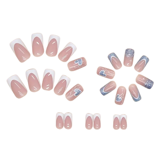 Sweetheart Frost Press-On Nails | Glitter Heart Accent Nails