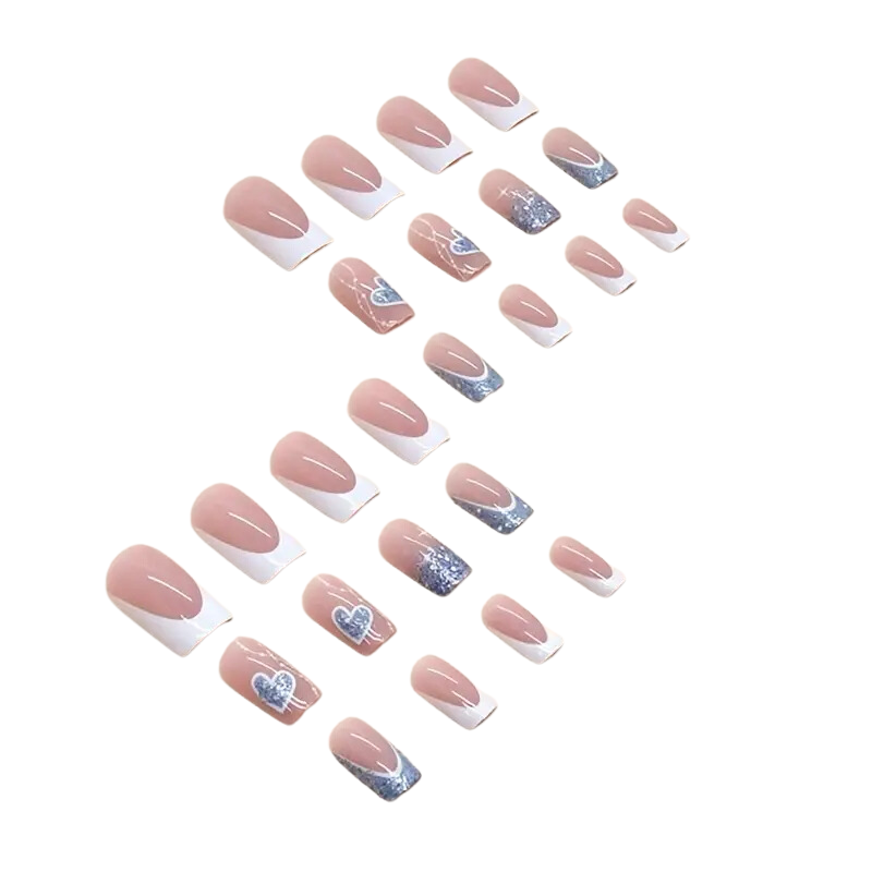 Sweetheart Frost Press-On Nails | Glitter Heart Accent Nails