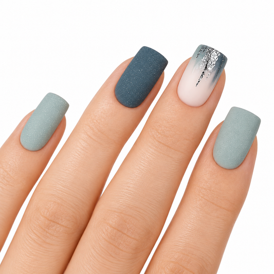 Silver Sage | Medium Square Matte Press-On Nails