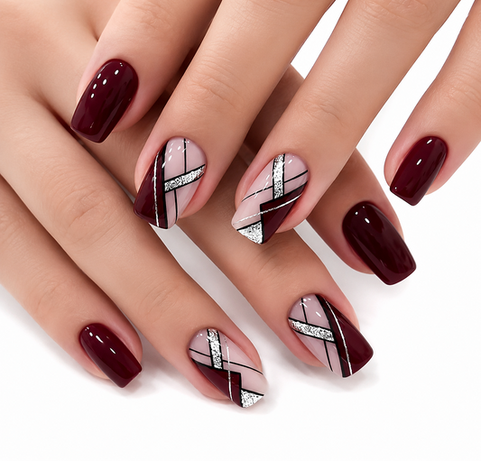 After Hours | Medium Square Geometric Press-On Nails