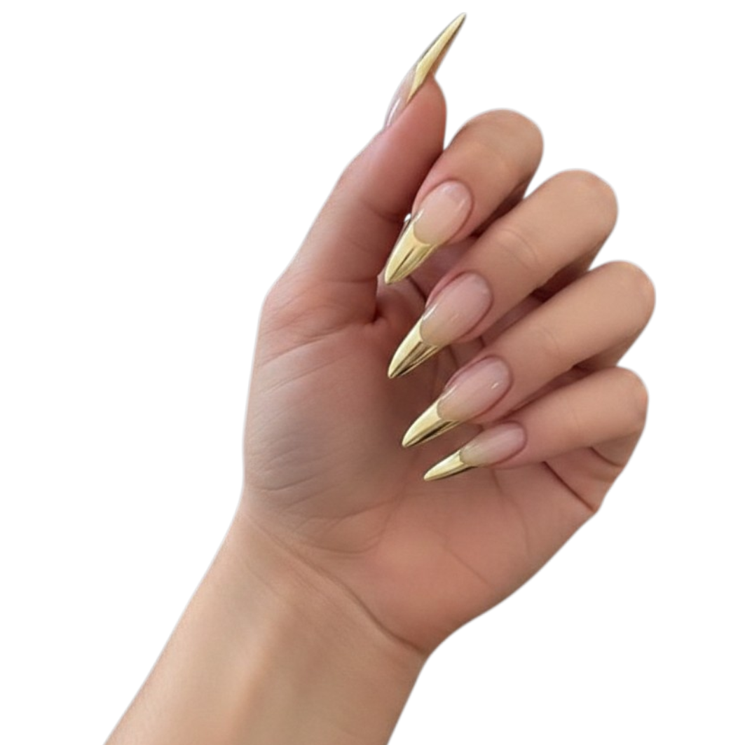 Golden Edge | Extra-Long Gold French-Tip Stiletto Press-On Nails