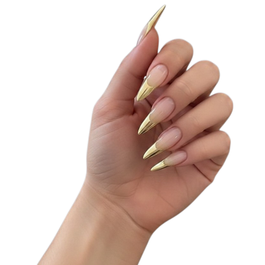 Golden Edge | Extra-Long Gold French-Tip Stiletto Press-On Nails