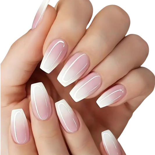 Cloud Tips | Milky White Ombré Coffin Press-On Nails
