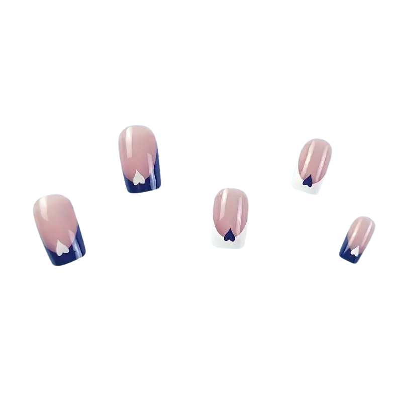 Sweetheart Switch | Square Medium Length | Blue Heart French Tip Press-On Nails