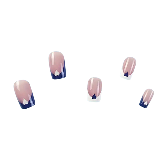 Sweetheart Switch | Square Medium Length | Blue Heart French Tip Press-On Nails