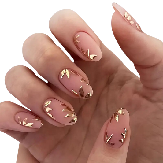 Golden Leaves Press-On Nails | Matte Botanical Accent Nails