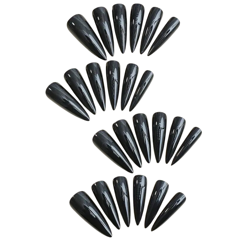 Power Point Glossy Stiletto Press-On Nails – Black or White