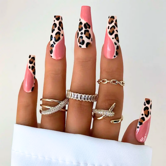 Pink Leopard Print Nails