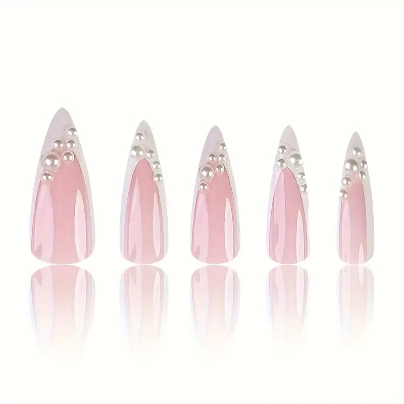 Crystal Frost | White Tip Stiletto Press-On Nails
