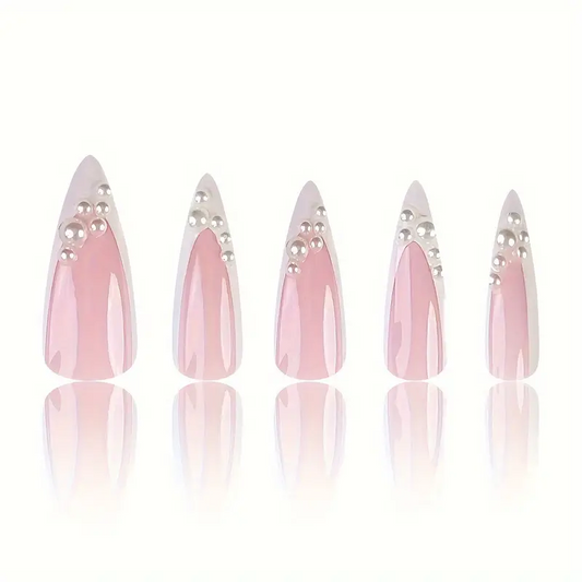 Crystal Frost | White Tip Stiletto Press-On Nails