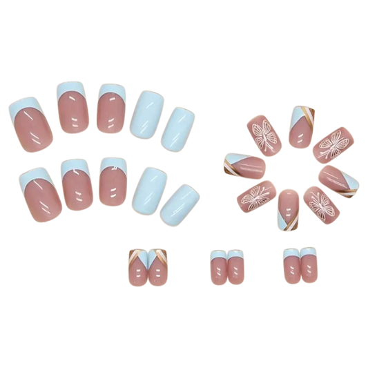 Golden Flutter | Medium Square Press-On Nails