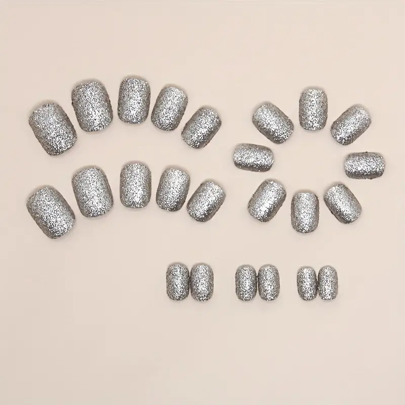 Silver Glitter Nails