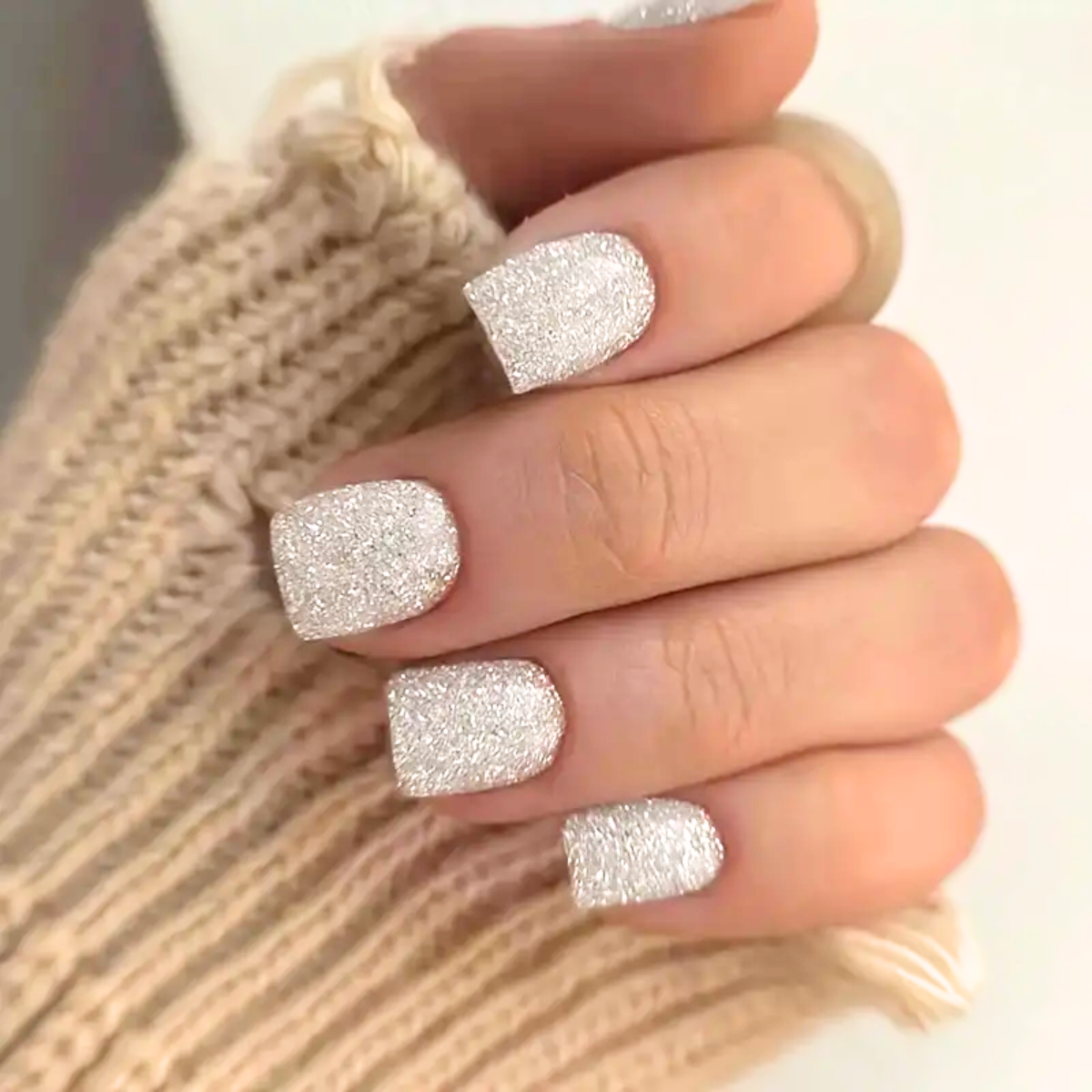 Silver Glitter Nails