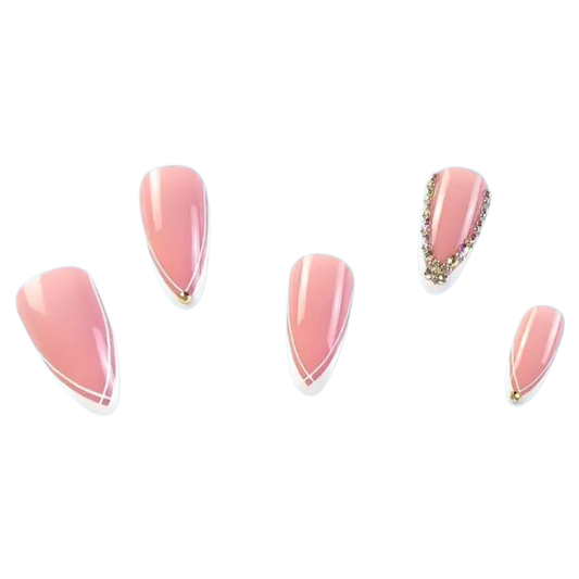 Crystal Point | Long Almond Rhinestone French Press-On Nails