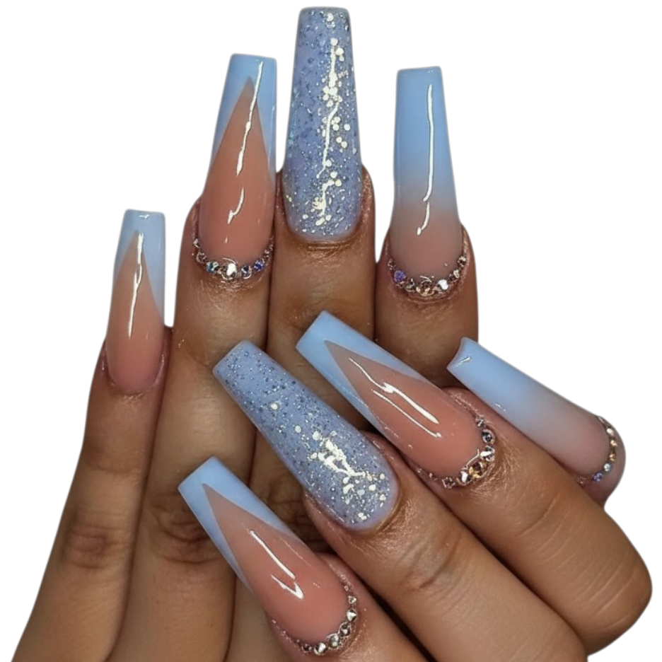 Skyline Ice Extra Long Coffin Press-On Nails