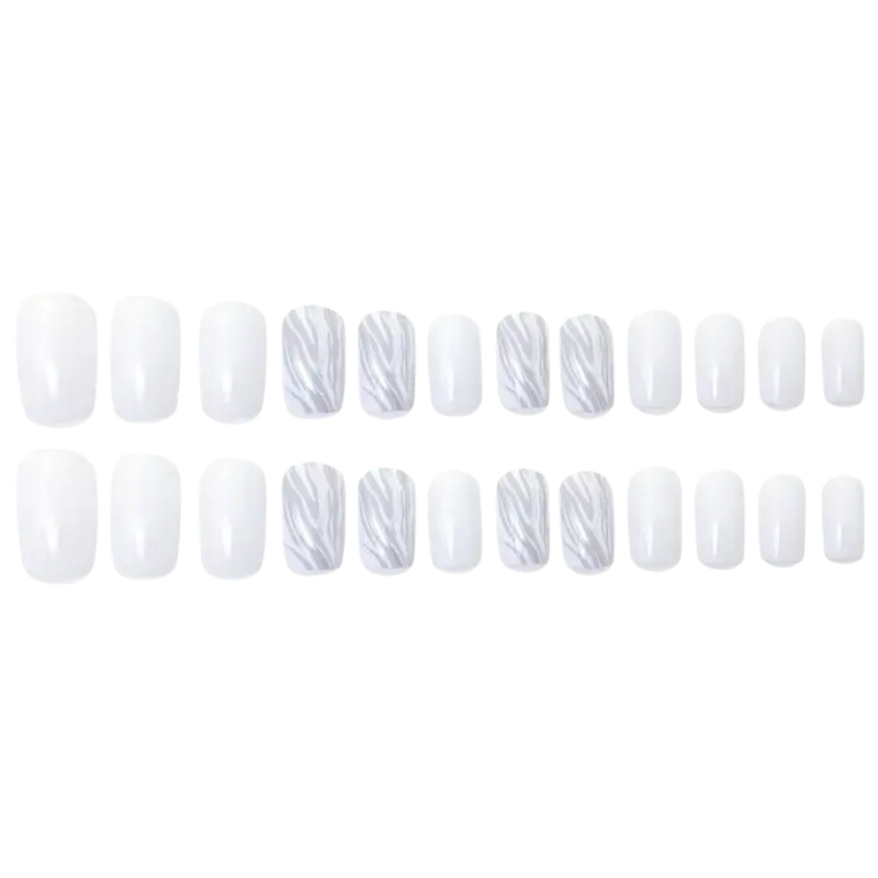Silver Flame Medium Square Press-On Nails