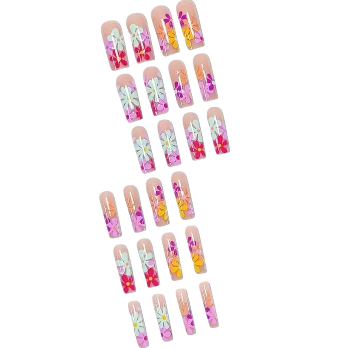 Flower Power Extra Long Square Press-On Nails