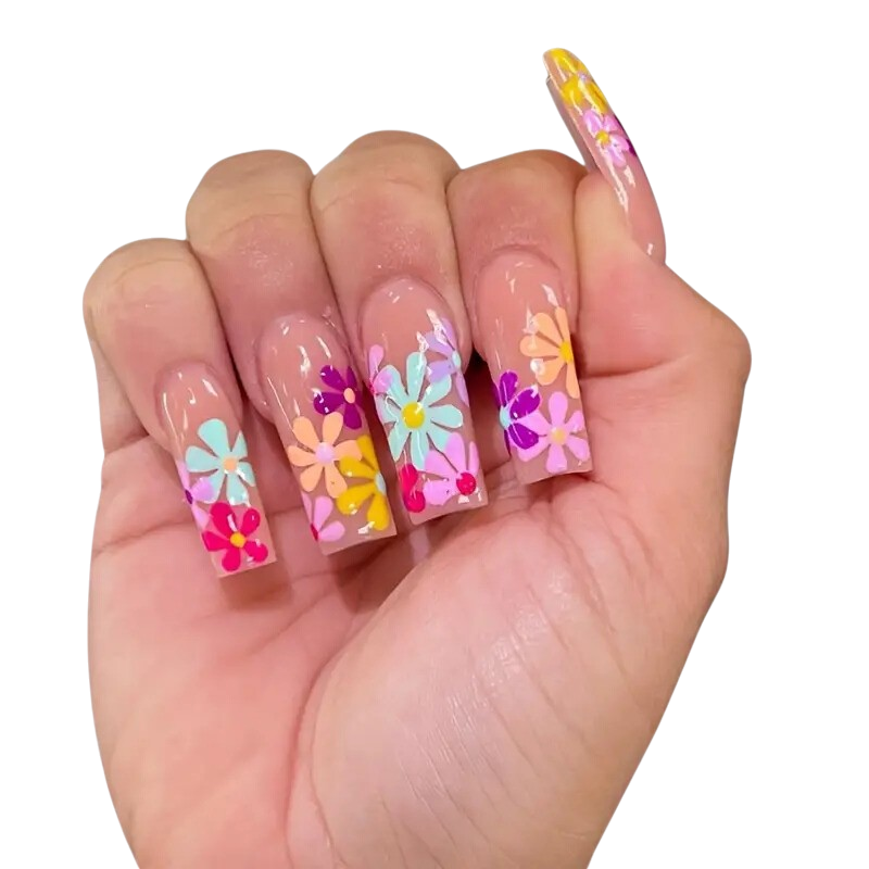 Flower Power Extra Long Square Press-On Nails