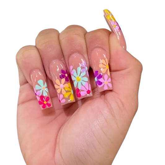 Flower Power Extra Long Square Press-On Nails