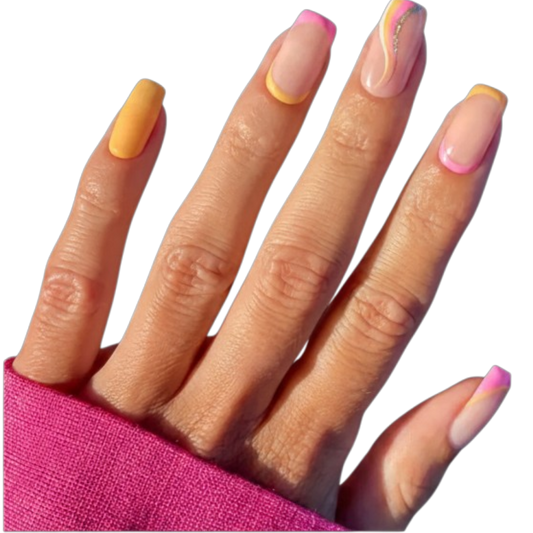 Sunset Sorbet Medium Square Press-On Nails