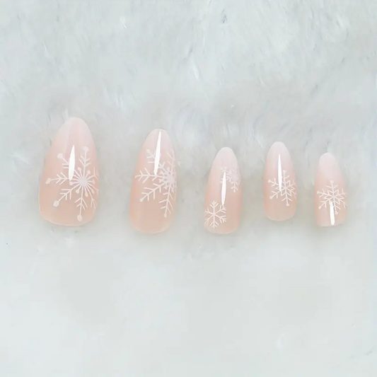 Nude Snowflake Nails