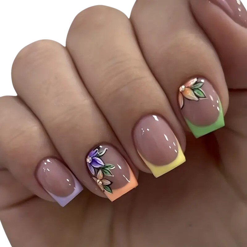 Petal Tip Parade Short Square Press-On Nails