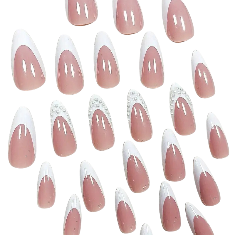 Pearl Crown French Long Almond Press-On Nails