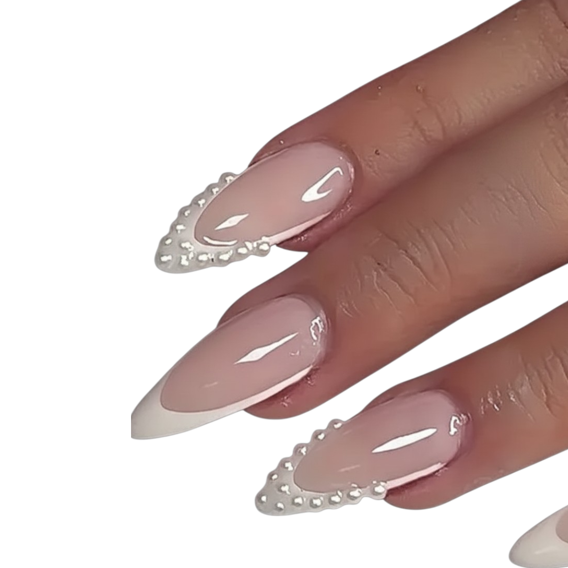 Pearl Crown French Long Almond Press-On Nails