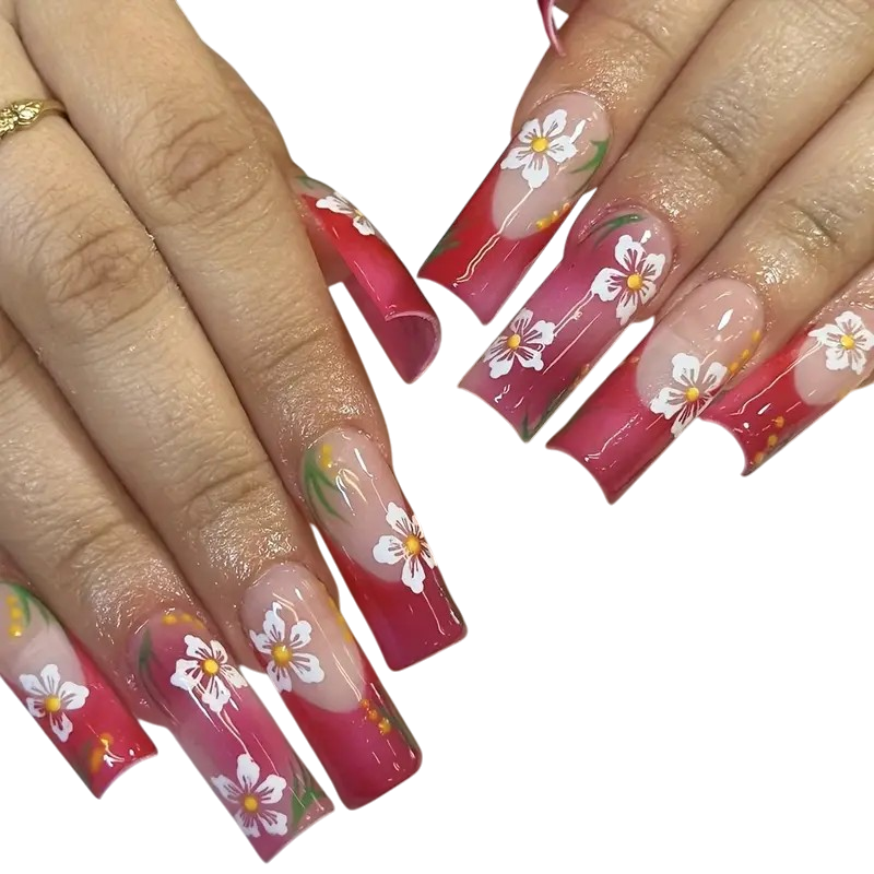 Blossom Rush Extra Long Square Press-On Nails