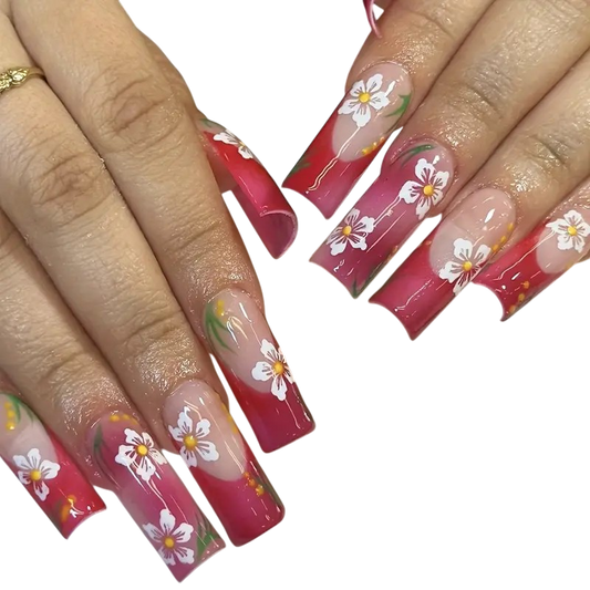 Blossom Rush Extra Long Square Press-On Nails