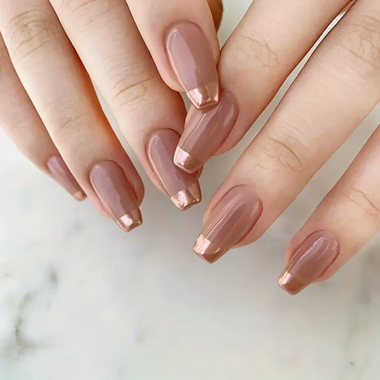 Bronze French Tip Nails