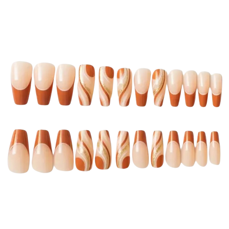 Toffee Swirl Extra Long Coffin Press-On Nails