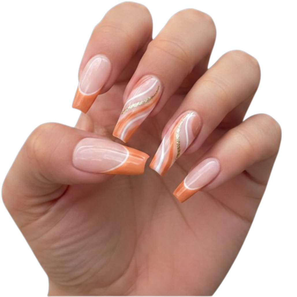 Toffee Swirl Extra Long Coffin Press-On Nails