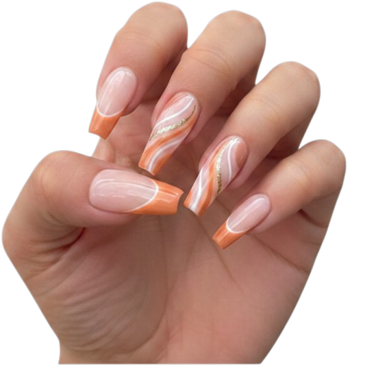 Toffee Swirl Extra Long Coffin Press-On Nails