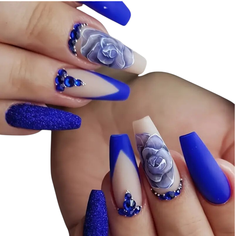 Royal Rose Reign Long Coffin Press-On Nails