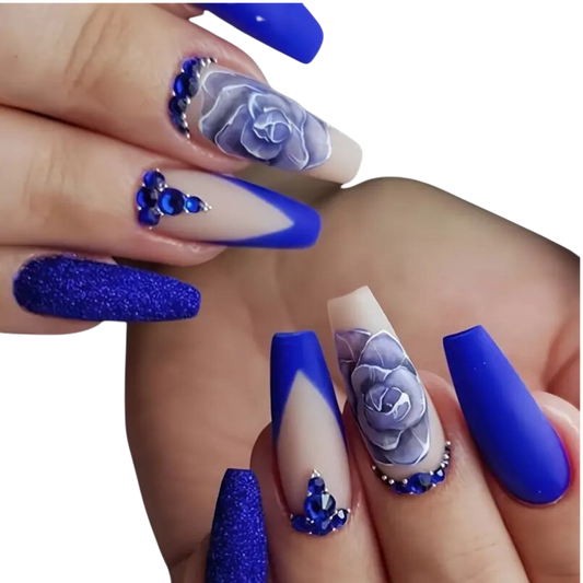 Royal Rose Reign Long Coffin Press-On Nails
