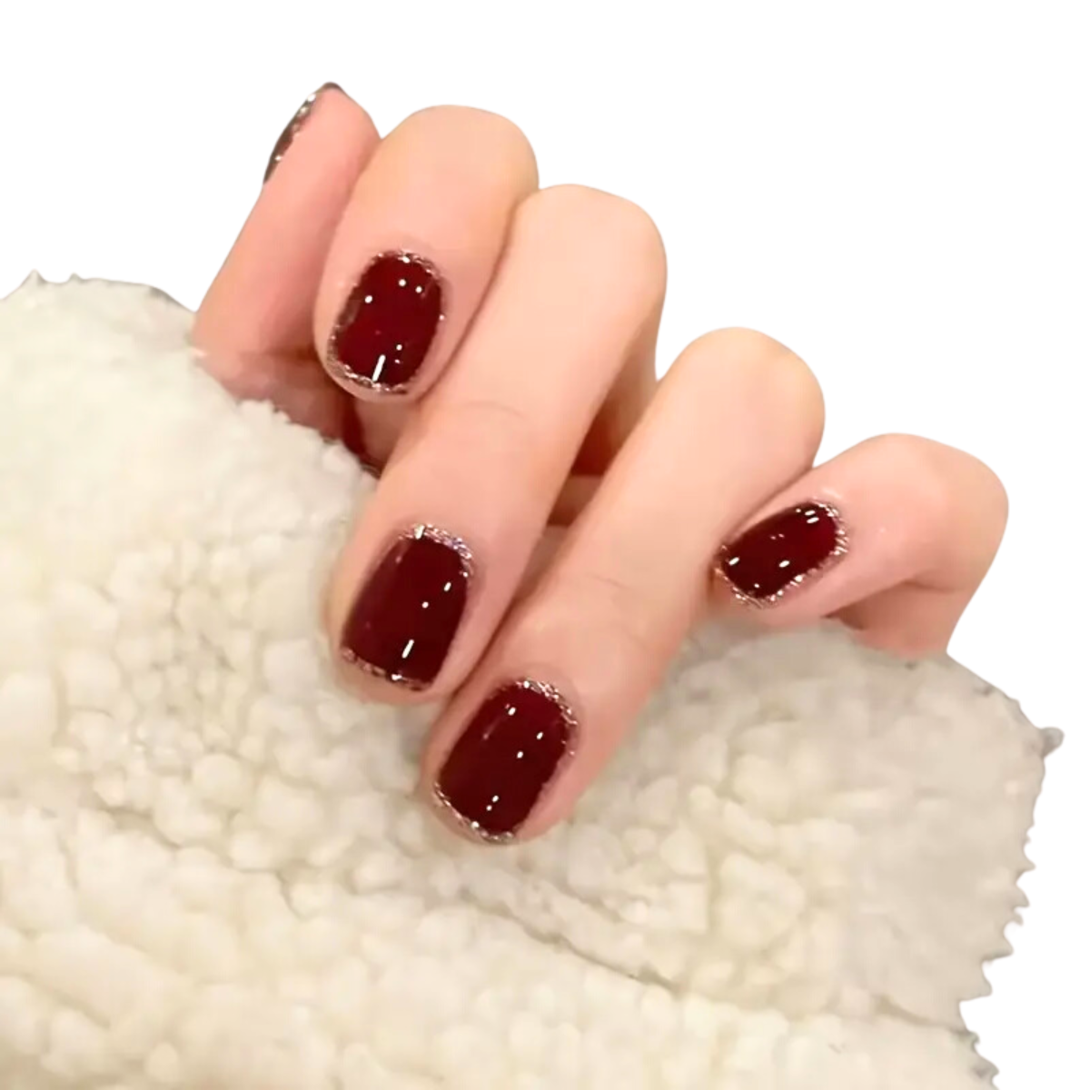 Red Wine Sparkle Nails