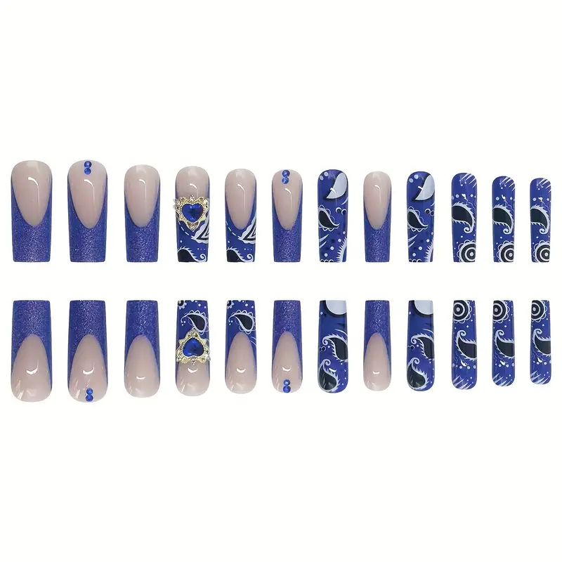 Royal Bandana Extra Long Coffin Press-On Nails