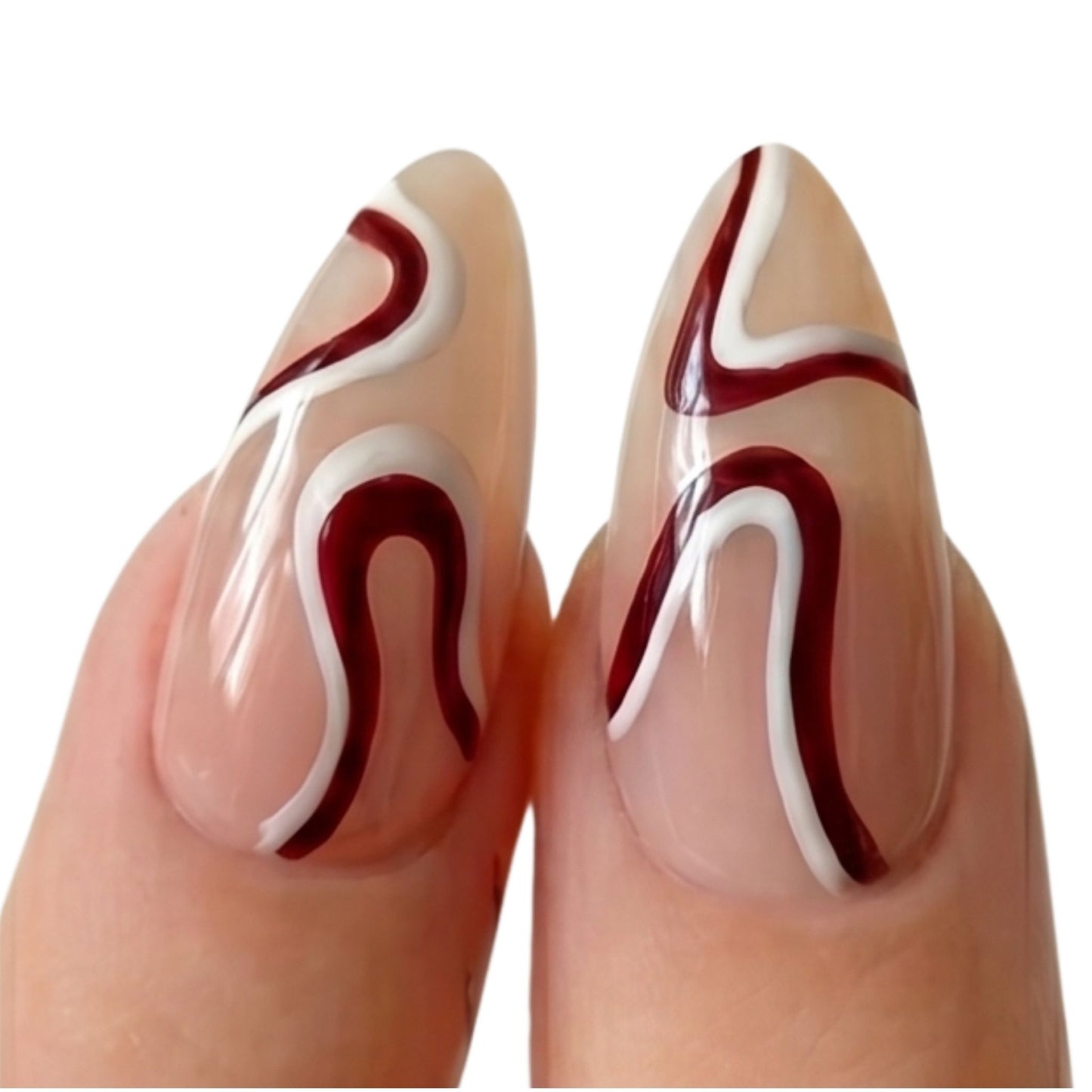 Contour Muse | Long Almond Press On Nails | Abstract Swirl Nails with Accents
