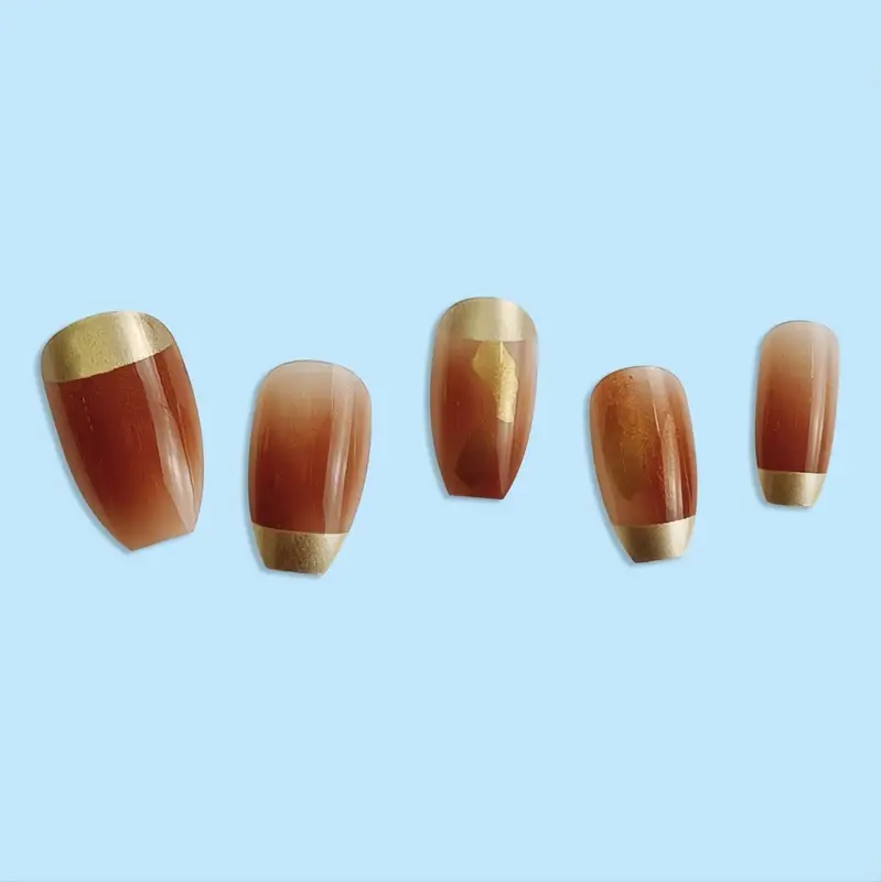 Golden Brown Tip Nails