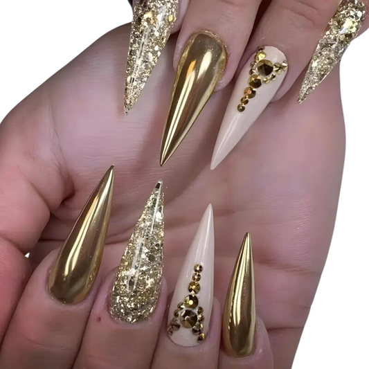 Golden Hour | Luxe Gold Chrome Stiletto Press-On Nails