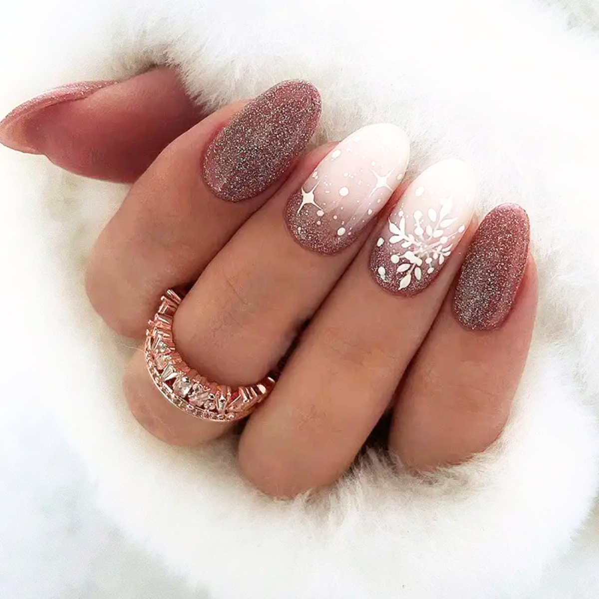 Plum Snowflake Nails