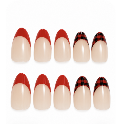 Plaid About You Medium Oval Press-On Nails
