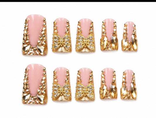 Butterfly Glam Long Duckbill Press-On Nails