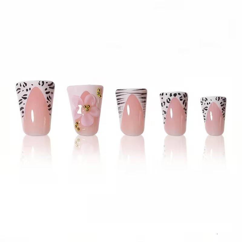 Pink Safari Bloom Medium Duckbill Press-On Nails