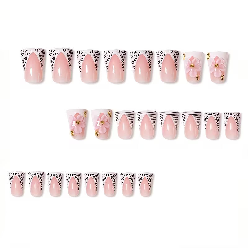 Pink Safari Bloom Medium Duckbill Press-On Nails