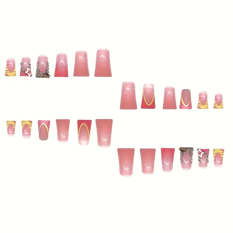 Starburst Swirl Long Duckbill Press-On Nails