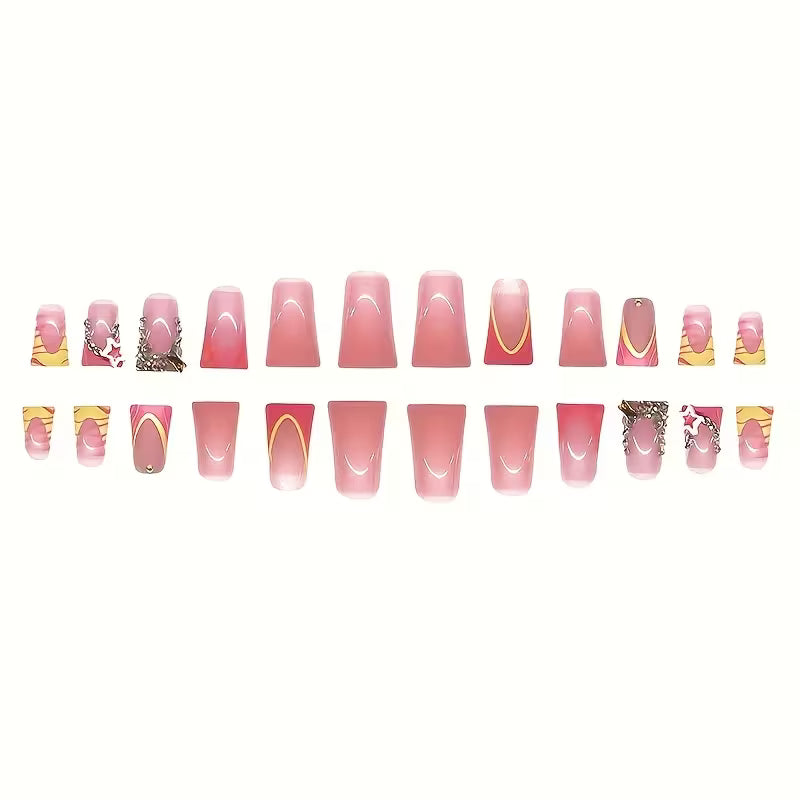Starburst Swirl Long Duckbill Press-On Nails
