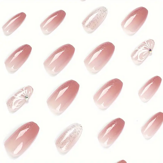 Butterfly Kiss Short Coffin Press-On Nails | Butterfly Accent Nails